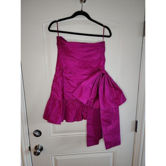 NWT $695 Loveshackfancy Noble Silk Mini Dress Cocktail Party 8 Flirty Fuschia - Picture 12 of 15
